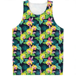 Yellow Orchid Pattern Print Men's Tank Top