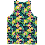Yellow Orchid Pattern Print Men's Tank Top