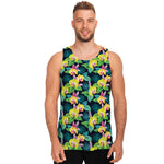 Yellow Orchid Pattern Print Men's Tank Top