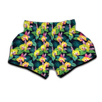 Yellow Orchid Pattern Print Muay Thai Boxing Shorts