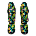 Yellow Orchid Pattern Print Muay Thai Shin Guards