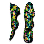 Yellow Orchid Pattern Print Muay Thai Shin Guard
