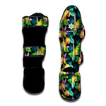 Yellow Orchid Pattern Print Muay Thai Shin Guard