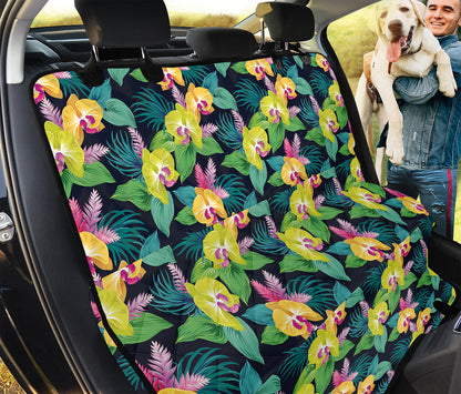 Yellow Orchid Pattern Print Pet Car Back Seat Cover