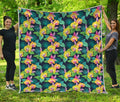 Yellow Orchid Pattern Print Quilt