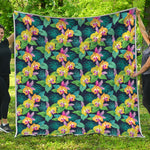 Yellow Orchid Pattern Print Quilt