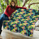 Yellow Orchid Pattern Print Quilt