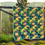 Yellow Orchid Pattern Print Quilt