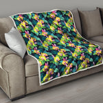 Yellow Orchid Pattern Print Quilt