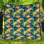 Yellow Orchid Pattern Print Quilt