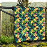 Yellow Orchid Pattern Print Quilt