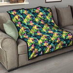 Yellow Orchid Pattern Print Quilt