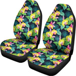 Yellow Orchid Pattern Print Universal Fit Car Seat Covers