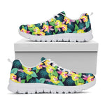 Yellow Orchid Pattern Print White Sneakers