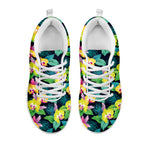 Yellow Orchid Pattern Print White Sneakers