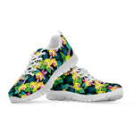 Yellow Orchid Pattern Print White Sneakers