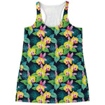 Yellow Orchid Pattern Print Women's Racerback Tank Top