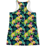 Yellow Orchid Pattern Print Women's Racerback Tank Top