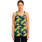 Yellow Orchid Pattern Print Women's Racerback Tank Top