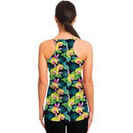 Yellow Orchid Pattern Print Women's Racerback Tank Top