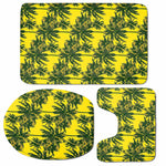 Yellow Palm Tree Pattern Print 3 Piece Bath Mat Set