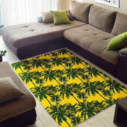 Yellow Palm Tree Pattern Print Area Rug GearFrost