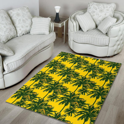 Yellow Palm Tree Pattern Print Area Rug GearFrost