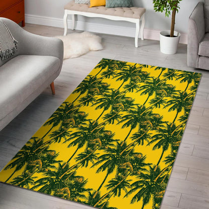 Yellow Palm Tree Pattern Print Area Rug GearFrost