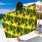Yellow Palm Tree Pattern Print Beach Sarong Wrap