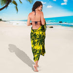 Yellow Palm Tree Pattern Print Beach Sarong Wrap