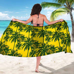 Yellow Palm Tree Pattern Print Beach Sarong Wrap