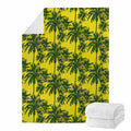 Yellow Palm Tree Pattern Print Blanket