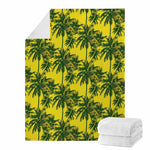 Yellow Palm Tree Pattern Print Blanket
