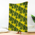Yellow Palm Tree Pattern Print Blanket
