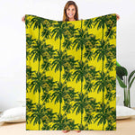 Yellow Palm Tree Pattern Print Blanket