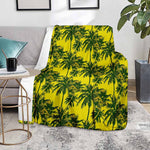 Yellow Palm Tree Pattern Print Blanket