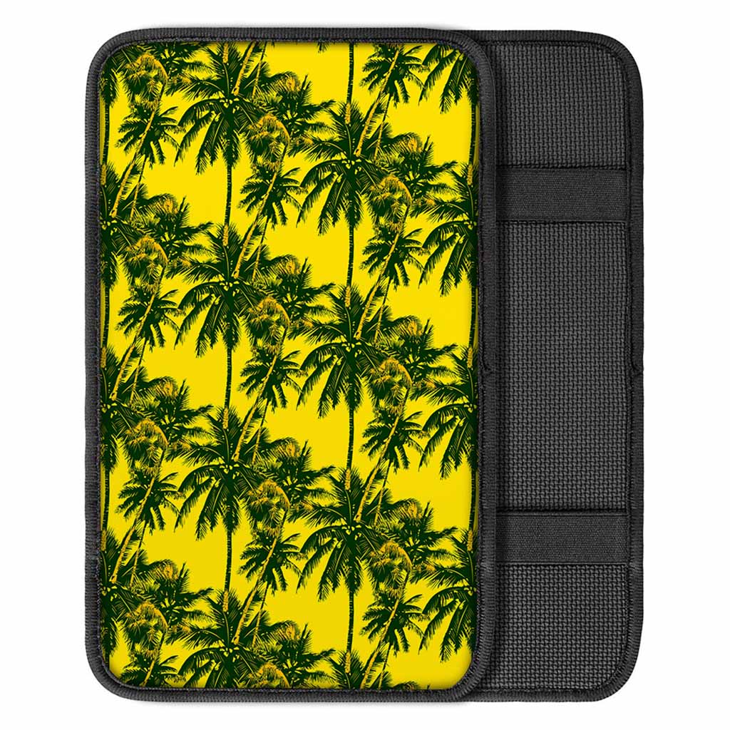 Yellow Palm Tree Pattern Print Car Center Console Cover