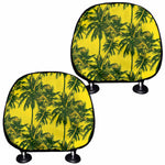 Yellow Palm Tree Pattern Print Car Headrest Covers