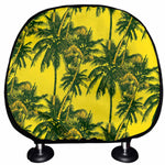 Yellow Palm Tree Pattern Print Car Headrest Covers