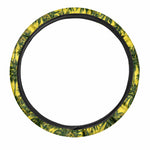 Yellow Palm Tree Pattern Print Car Steering Wheel Cover