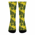 Yellow Palm Tree Pattern Print Crew Socks