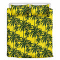 Yellow Palm Tree Pattern Print Duvet Cover Bedding Set