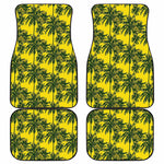 Yellow Palm Tree Pattern Print Front and Back Car Floor Mats