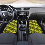 Yellow Palm Tree Pattern Print Front and Back Car Floor Mats