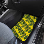 Yellow Palm Tree Pattern Print Front and Back Car Floor Mats