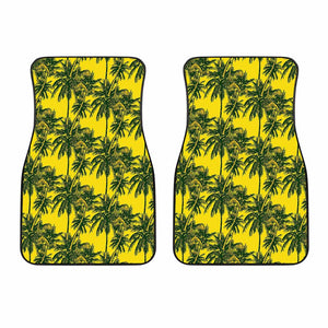 Yellow Palm Tree Pattern Print Front Car Floor Mats