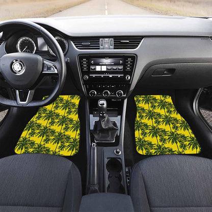 Yellow Palm Tree Pattern Print Front Car Floor Mats
