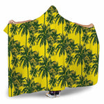 Yellow Palm Tree Pattern Print Hooded Blanket