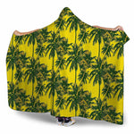Yellow Palm Tree Pattern Print Hooded Blanket