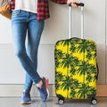 Yellow Palm Tree Pattern Print Luggage Cover